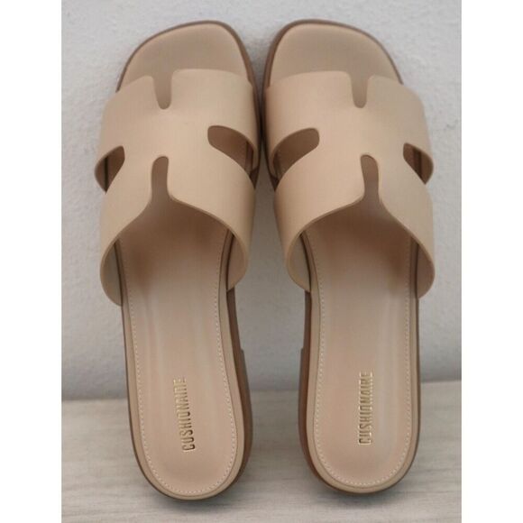 Cushionaire Women's Sz 12W Tan Voyage Slide Sandals + Memory Foam - Picture 14 of 16